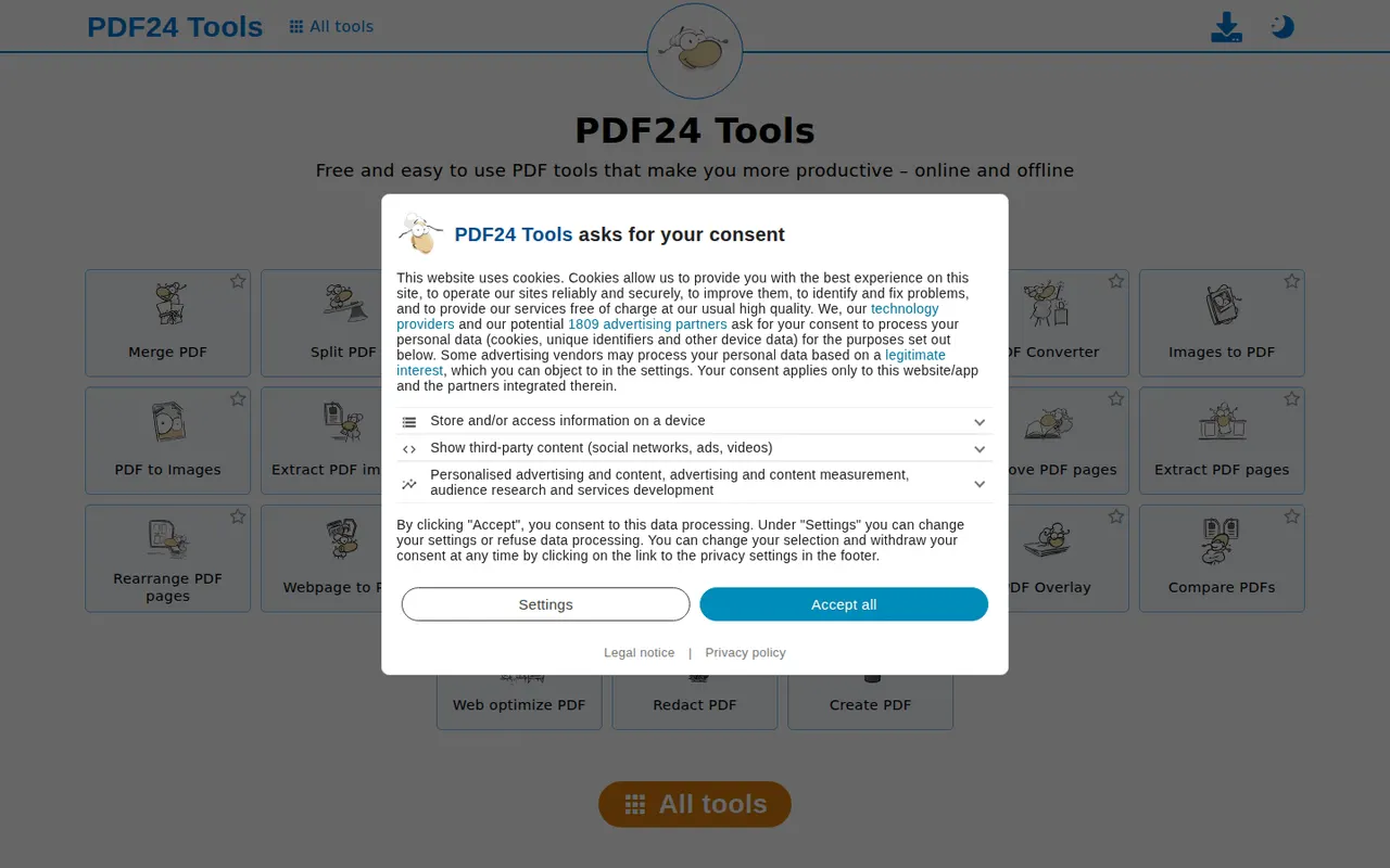 PDF24 Tools website screenshot