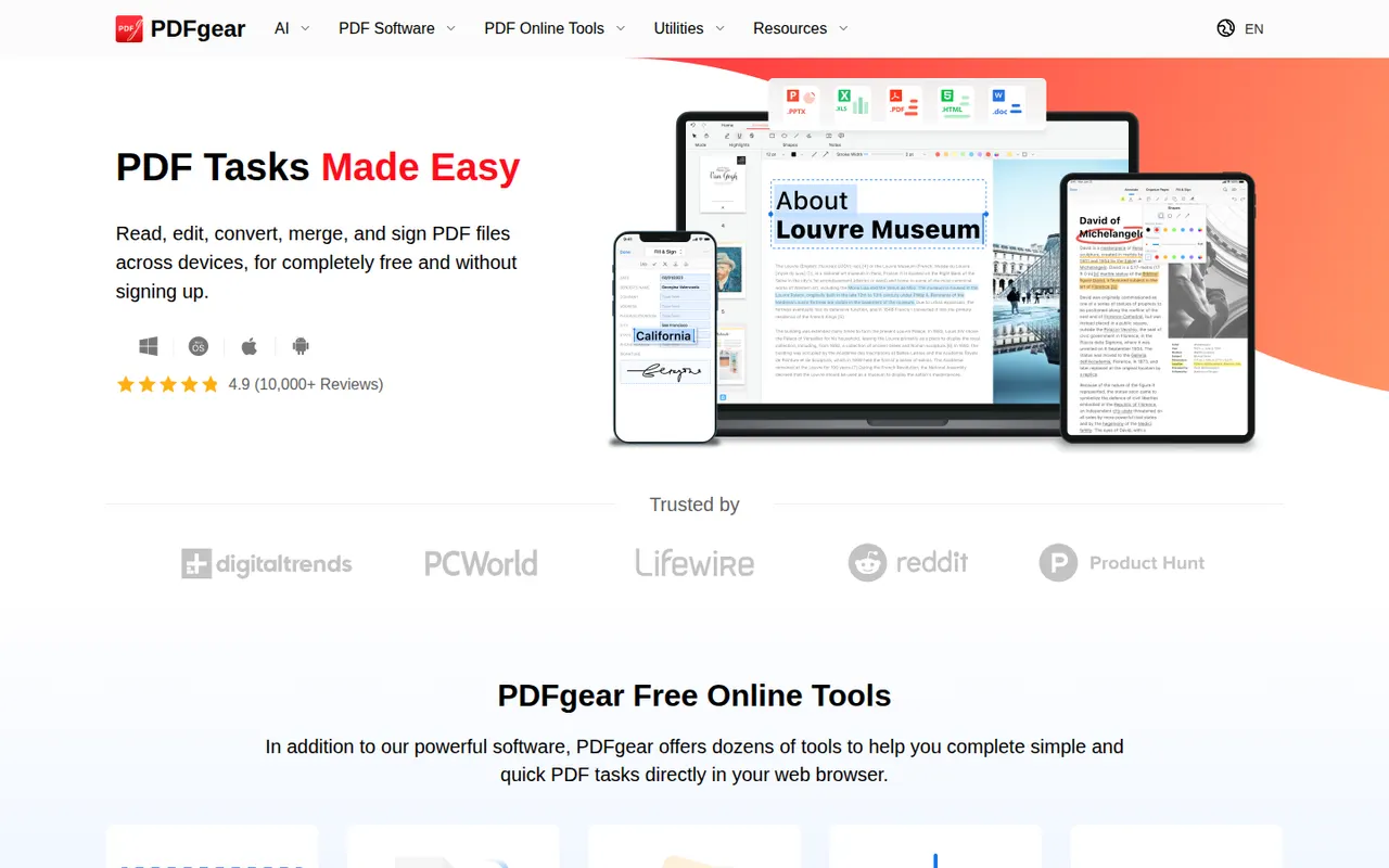 PDFgear website screenshot