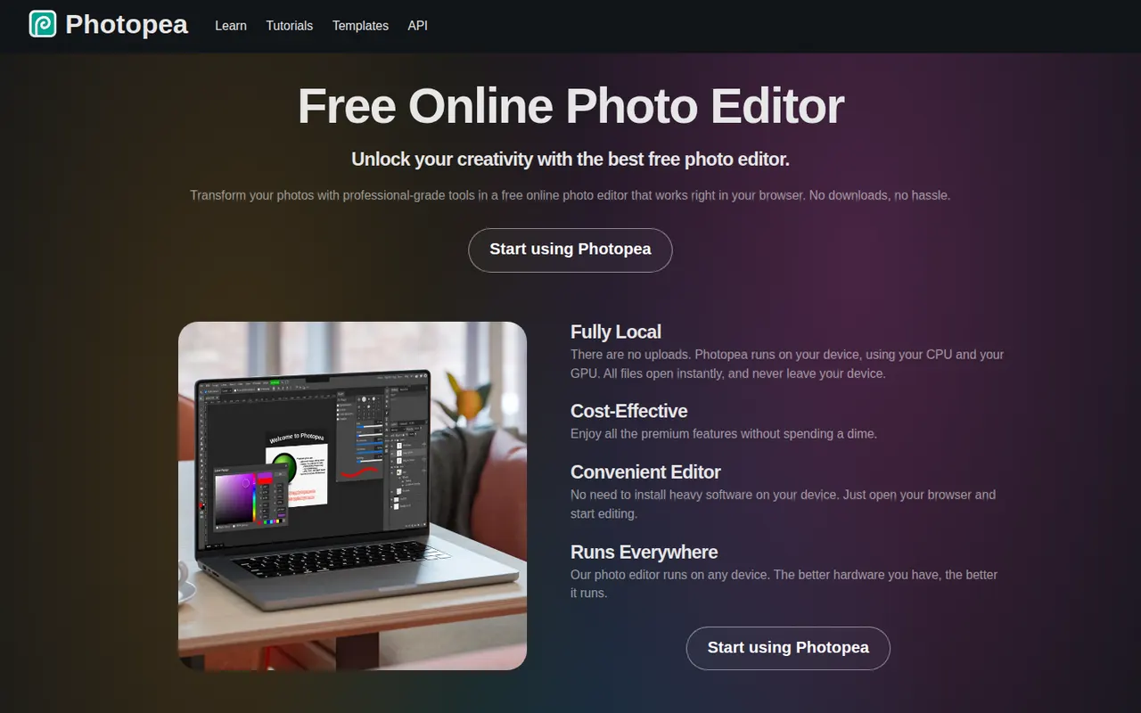 Photopea website screenshot