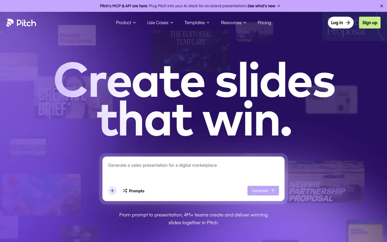 Pitch website screenshot