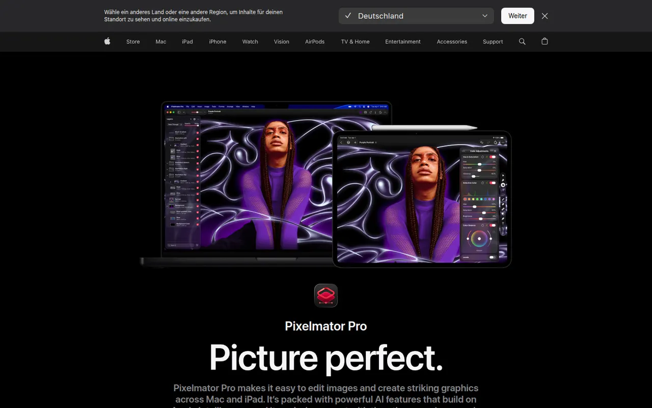 Pixelmator Pro website screenshot
