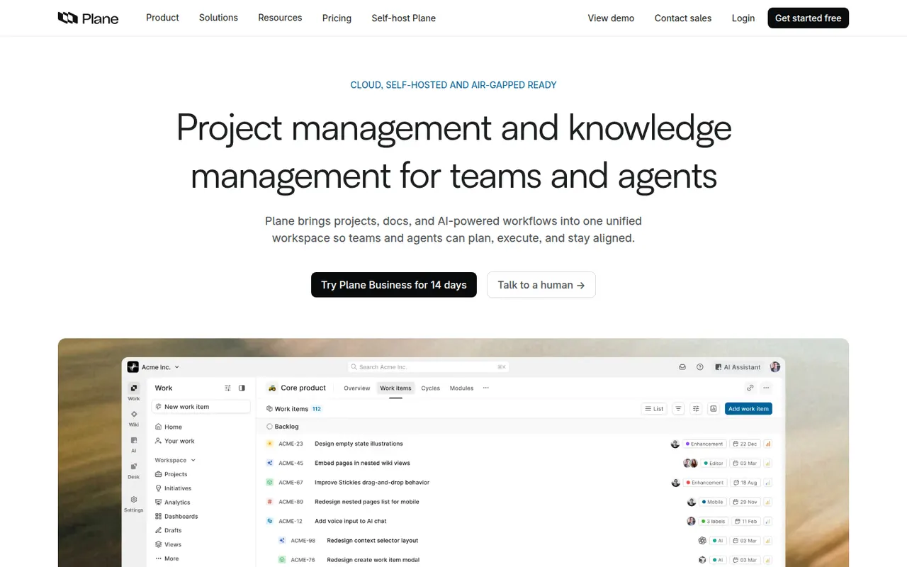 Plane website screenshot