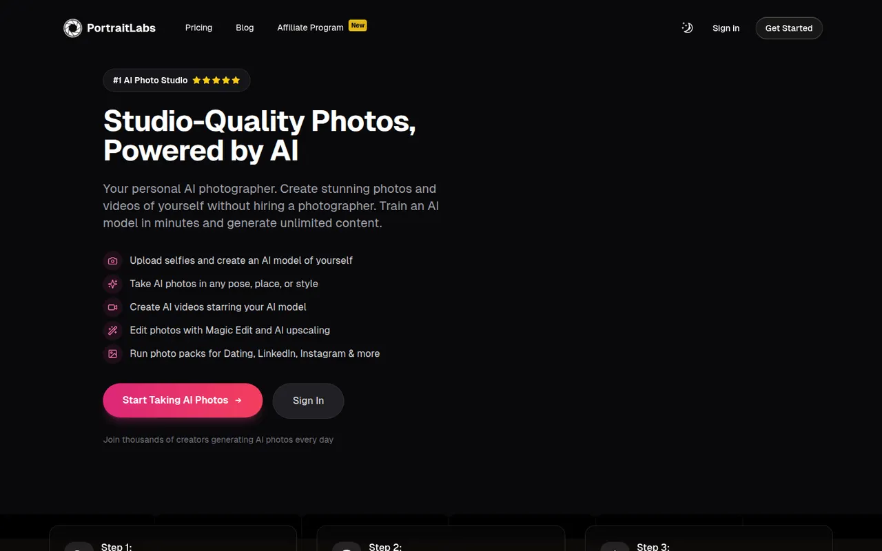 PortraitLabs website screenshot