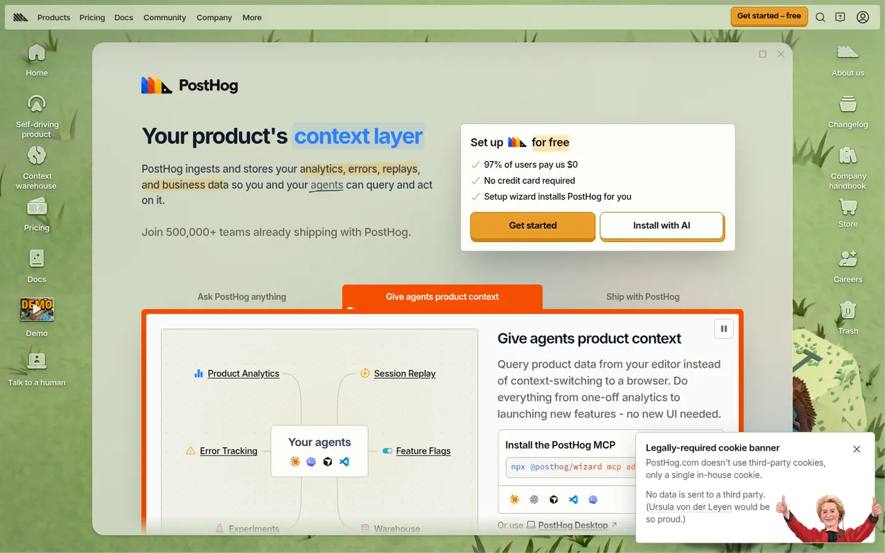 PostHog website screenshot