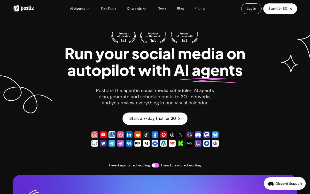 Postiz website screenshot