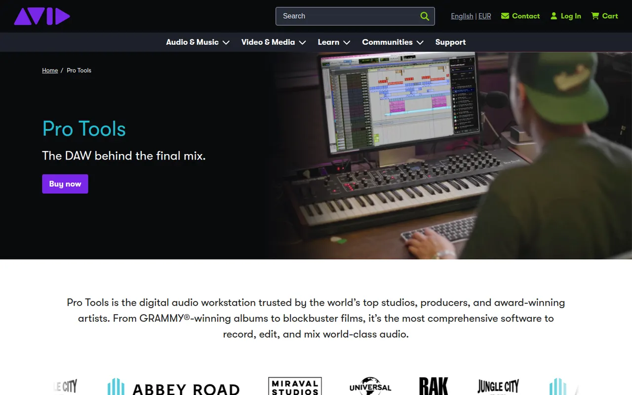 Pro Tools website screenshot