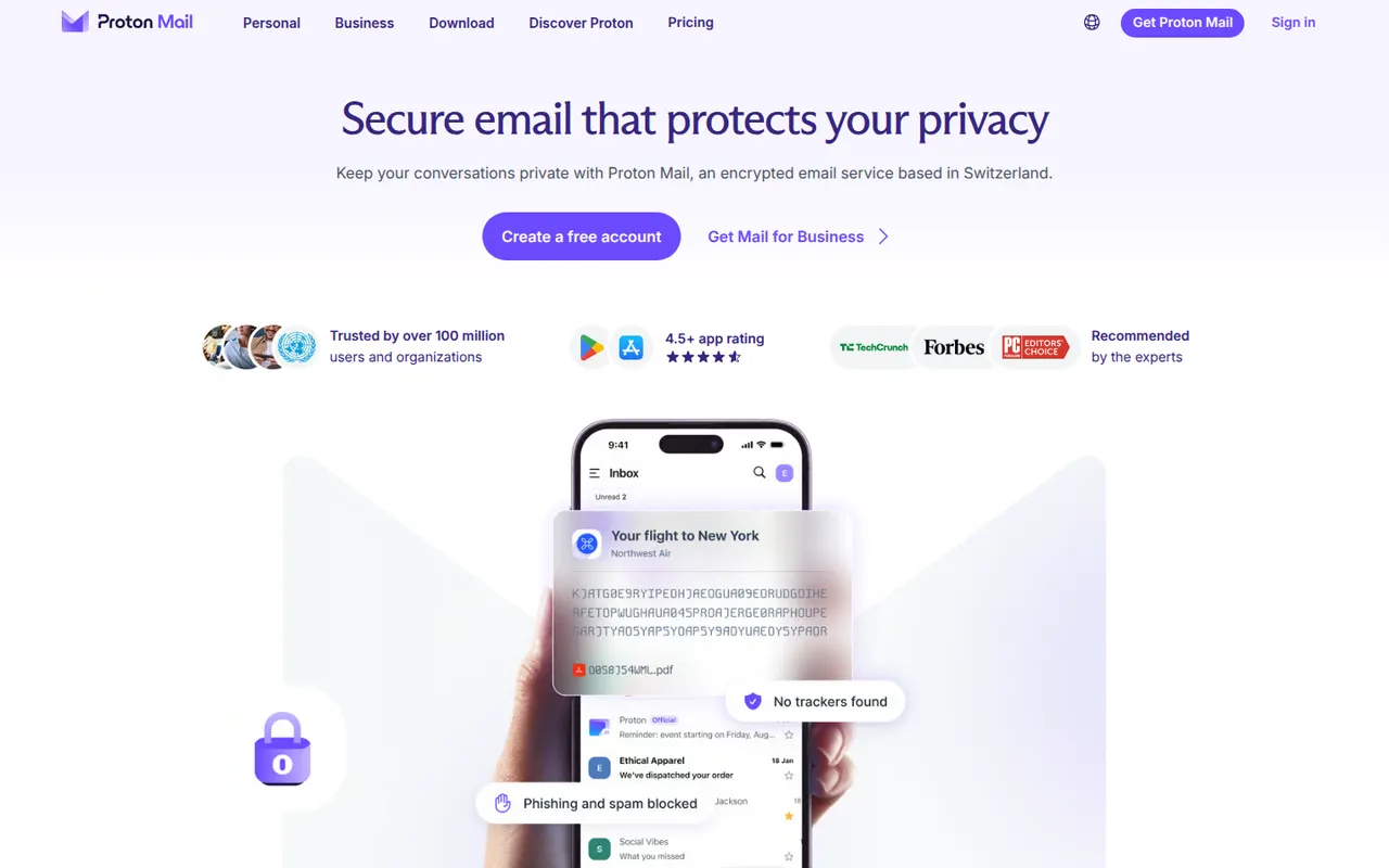 Proton Mail website screenshot