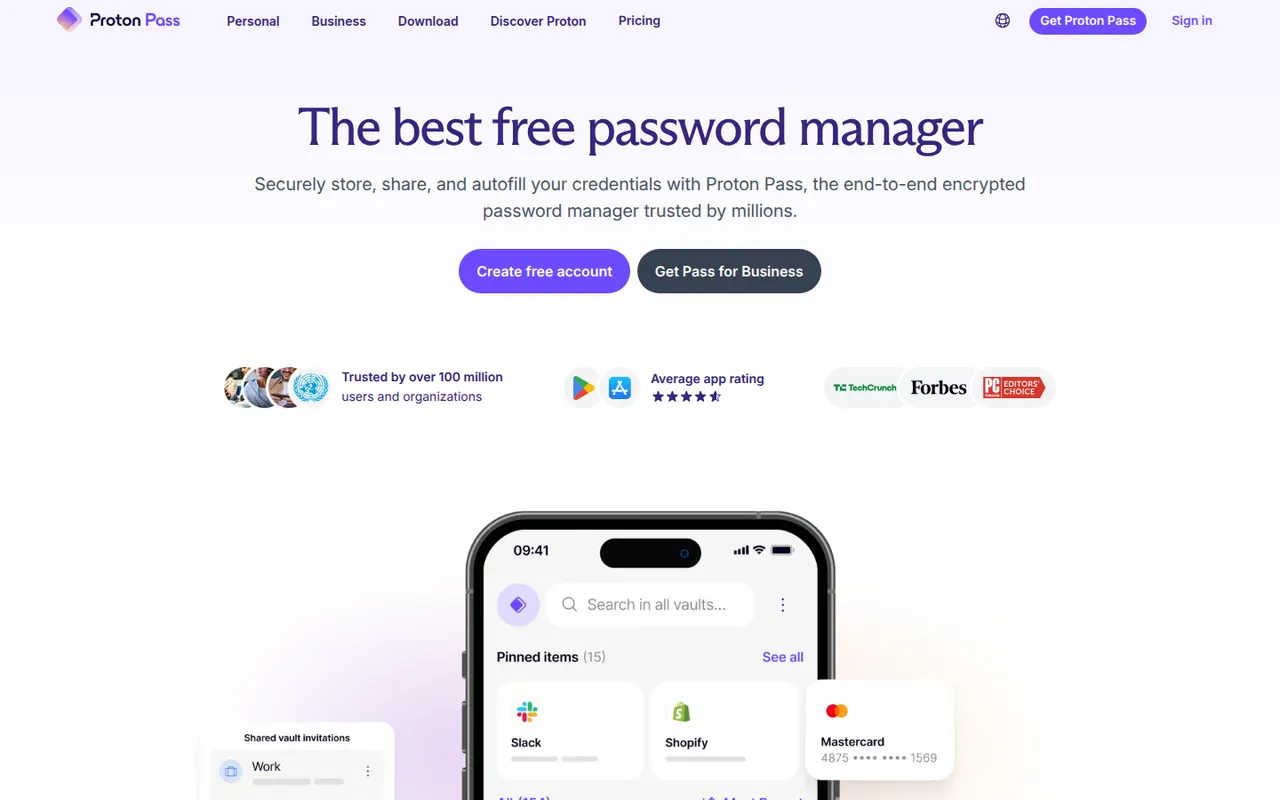 Proton Pass website screenshot