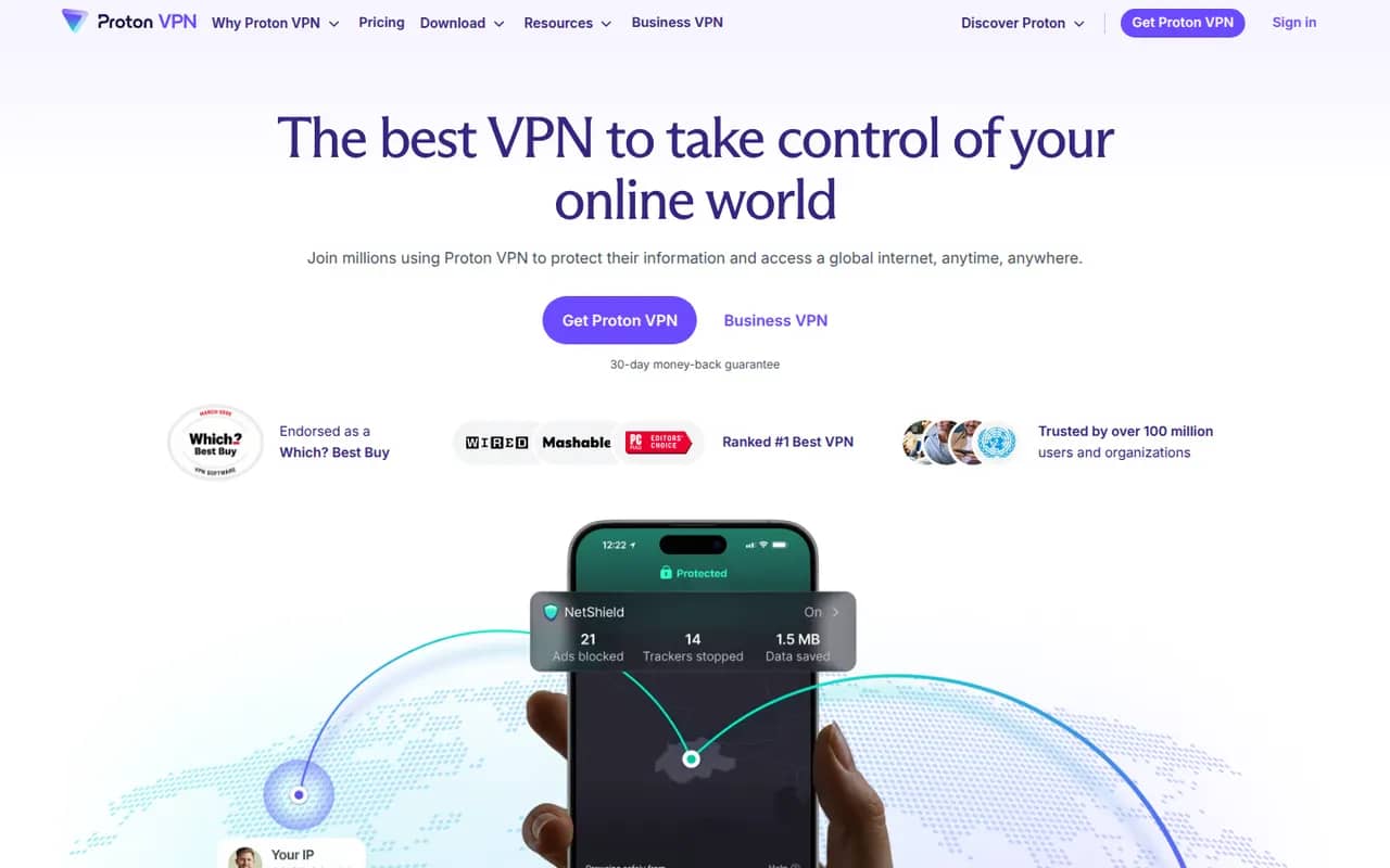Proton VPN website screenshot