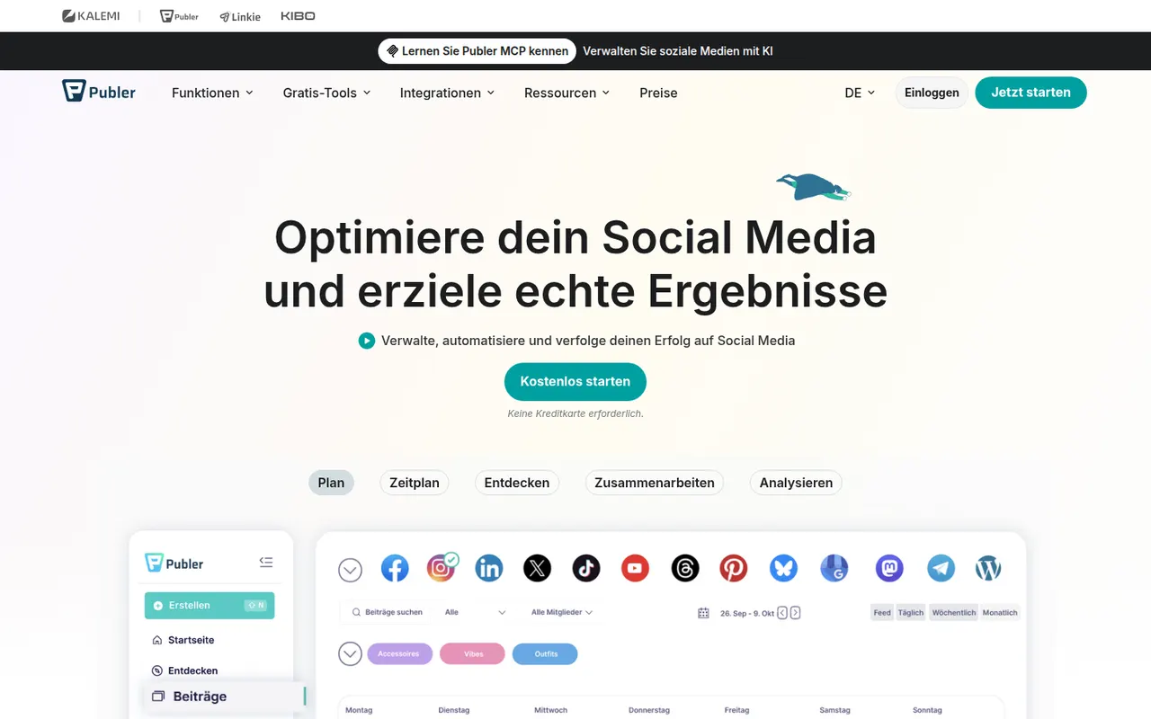 Publer website screenshot