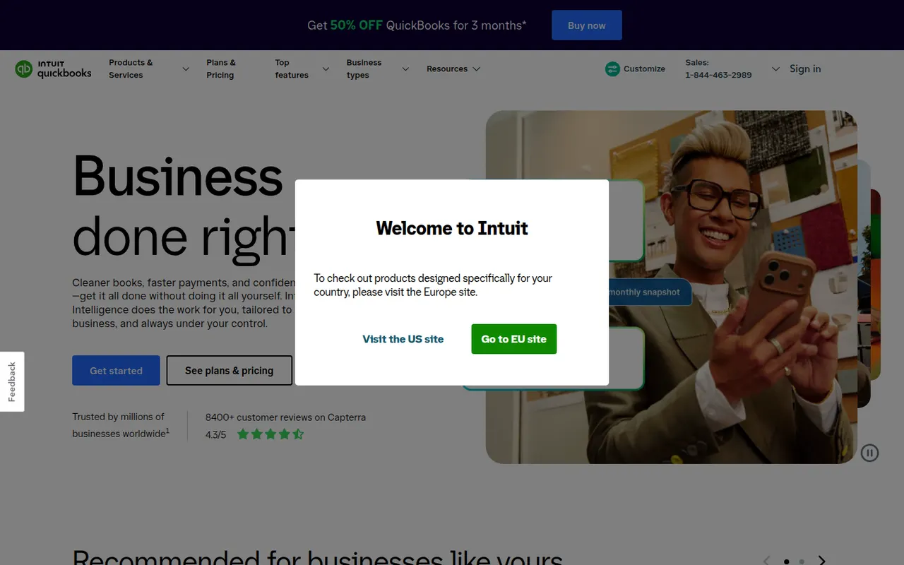 QuickBooks website screenshot