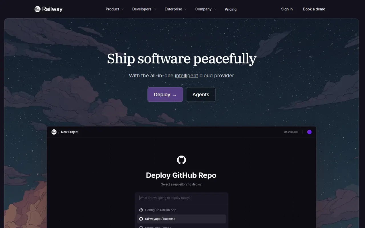 Railway website screenshot