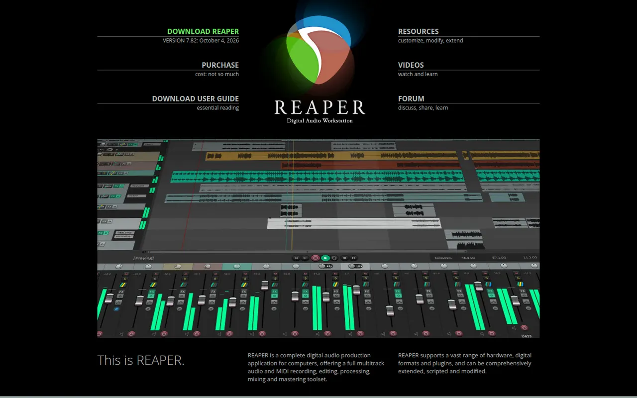 REAPER website screenshot