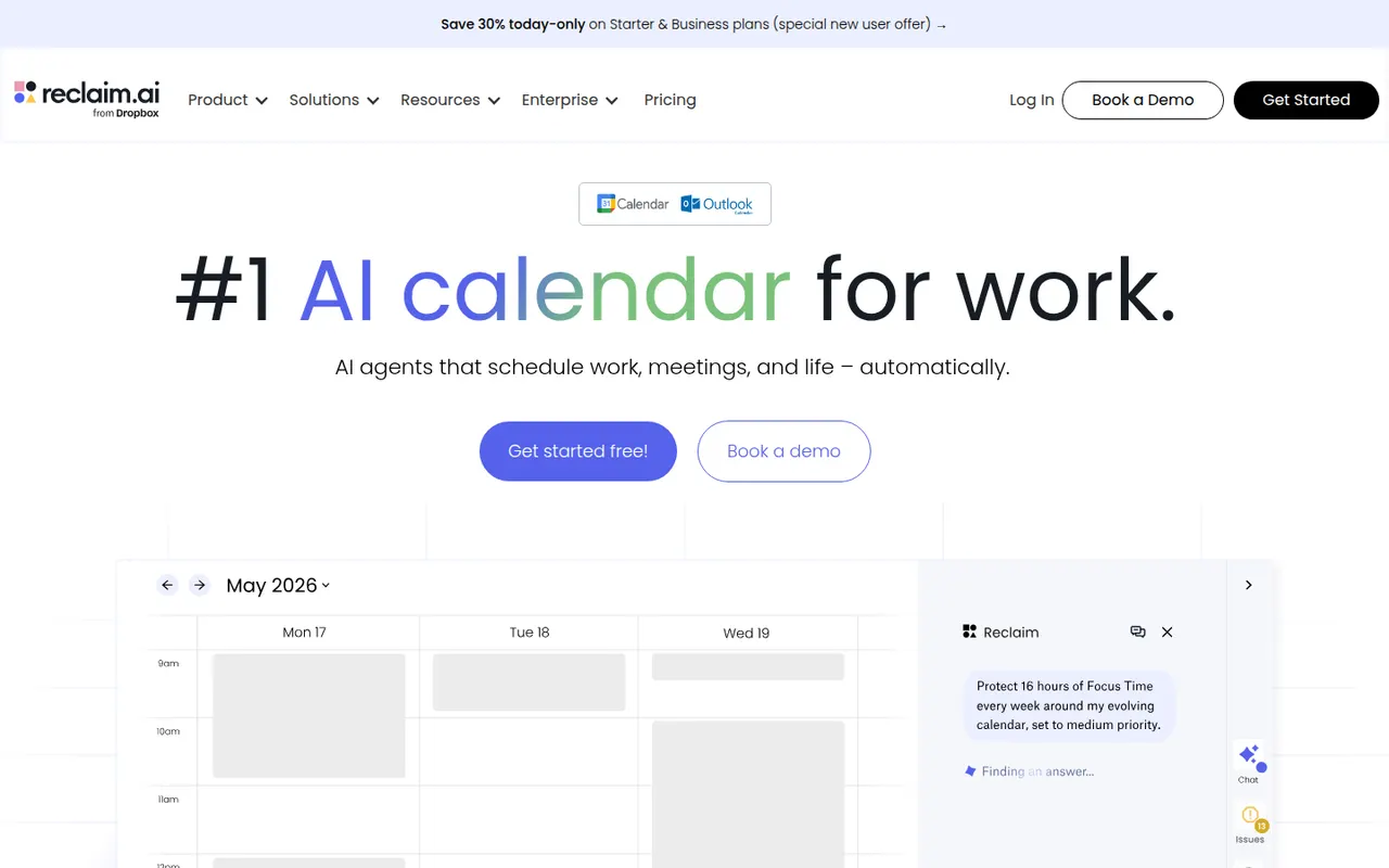 Reclaim.ai website screenshot