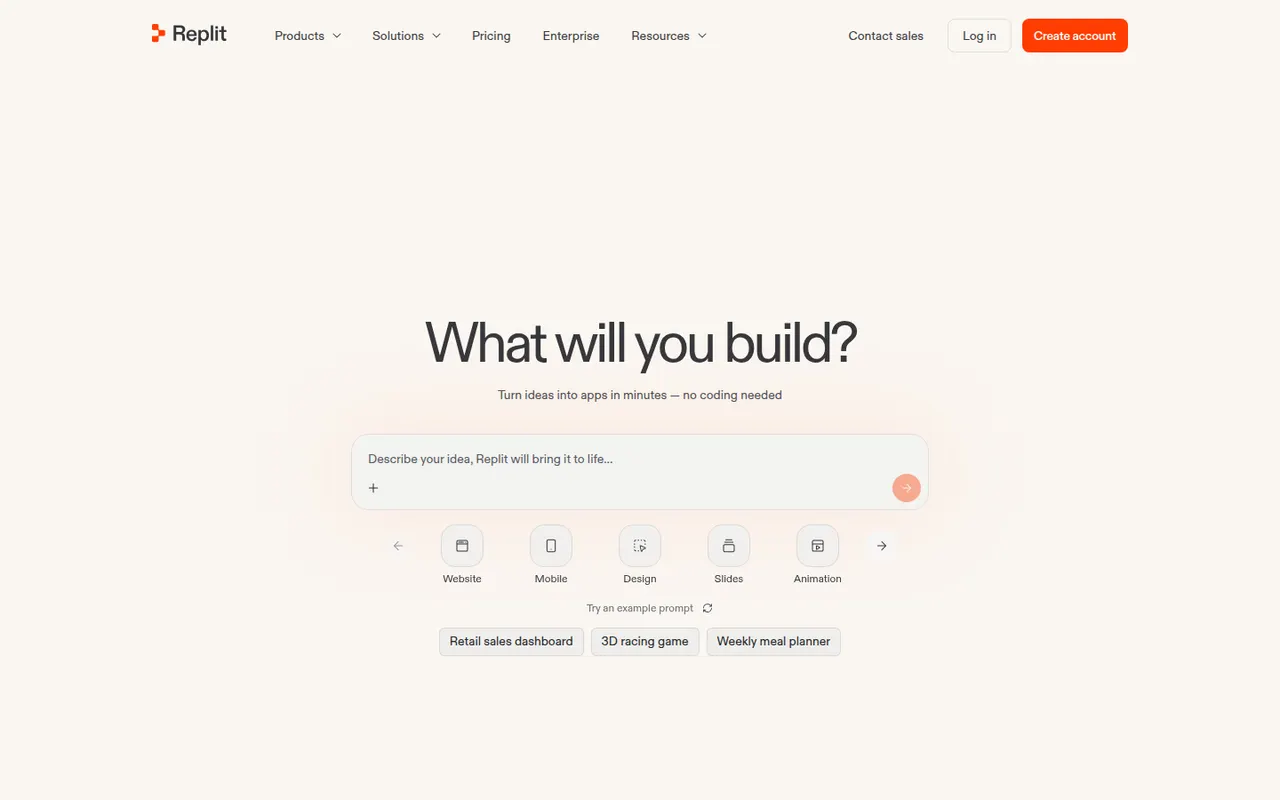 Replit website screenshot