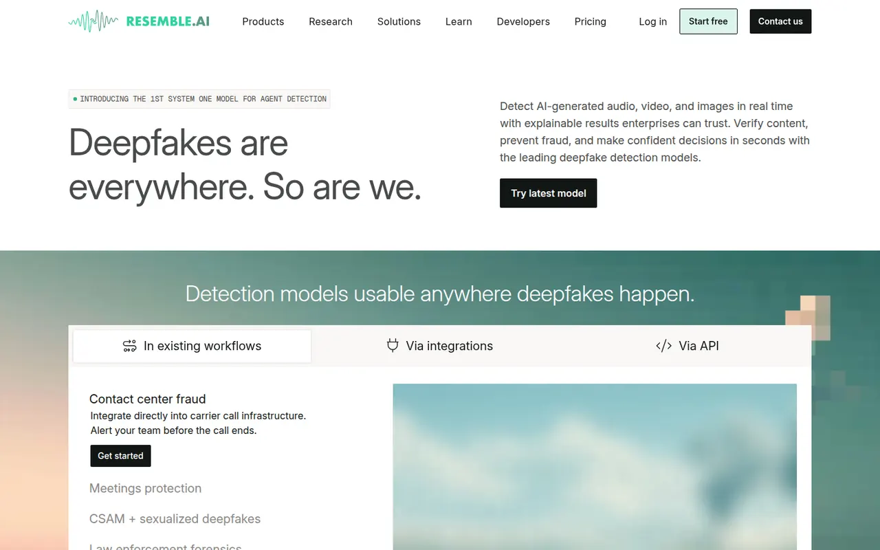 Resemble AI website screenshot