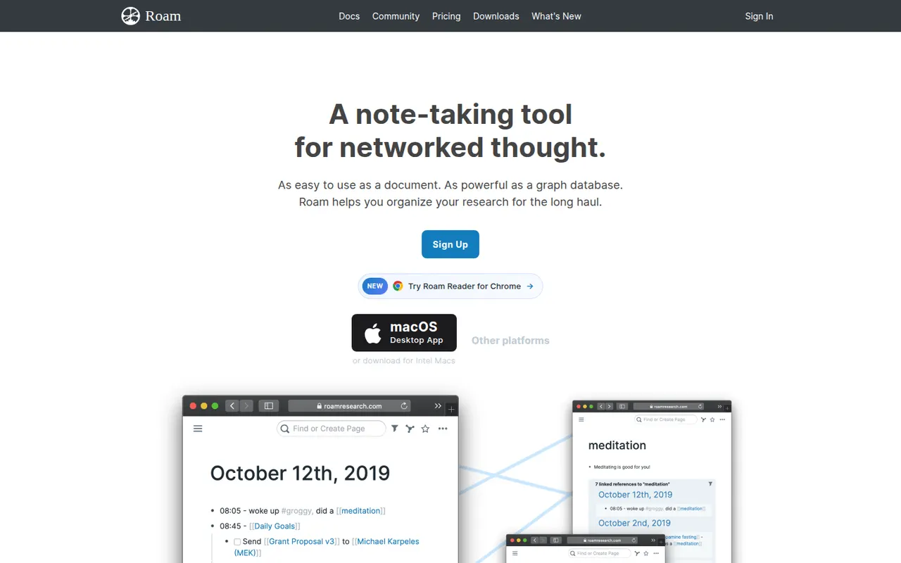 Roam Research website screenshot