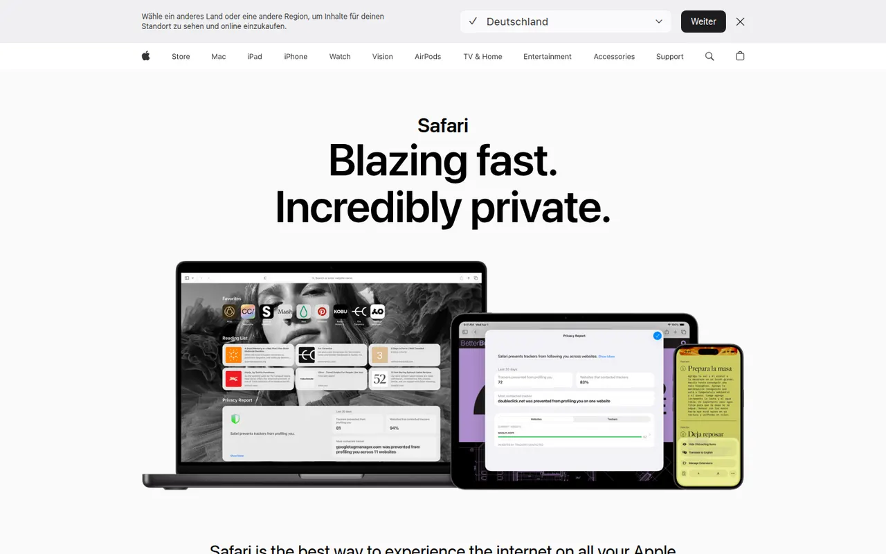 Safari website screenshot