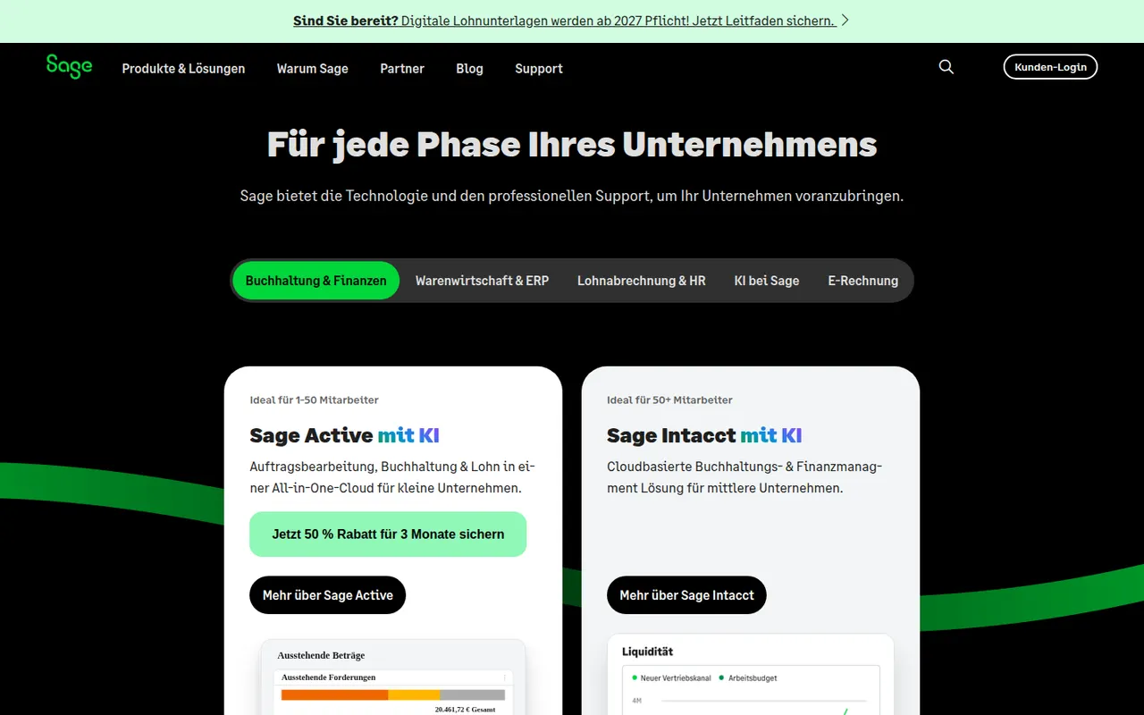Sage website screenshot