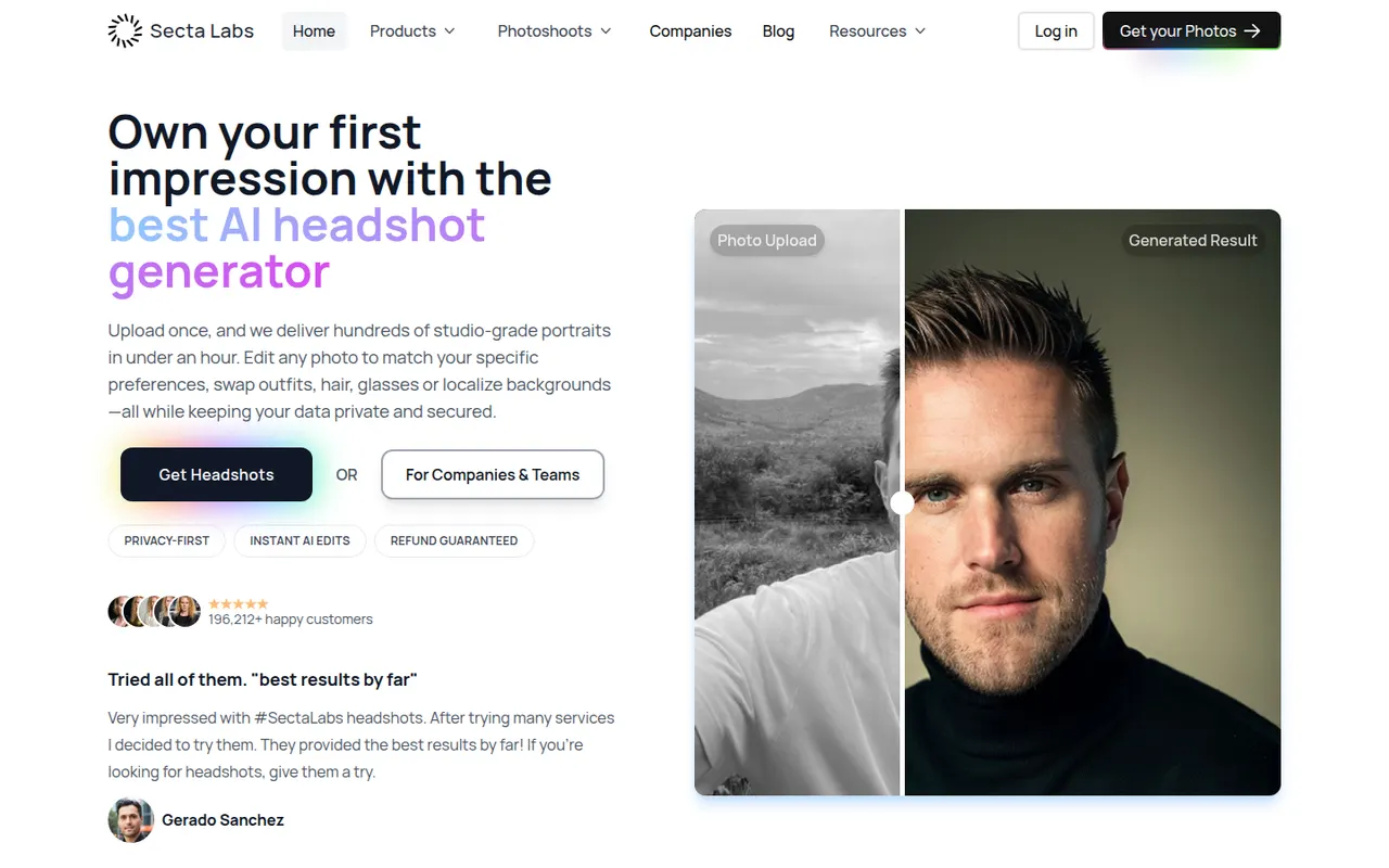 Secta AI website screenshot