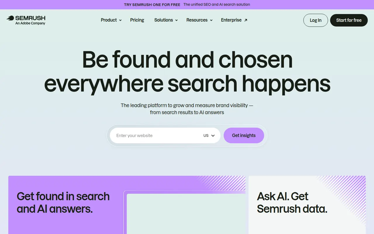 Semrush website screenshot