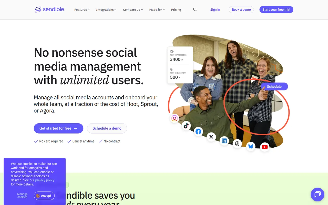 Sendible website screenshot