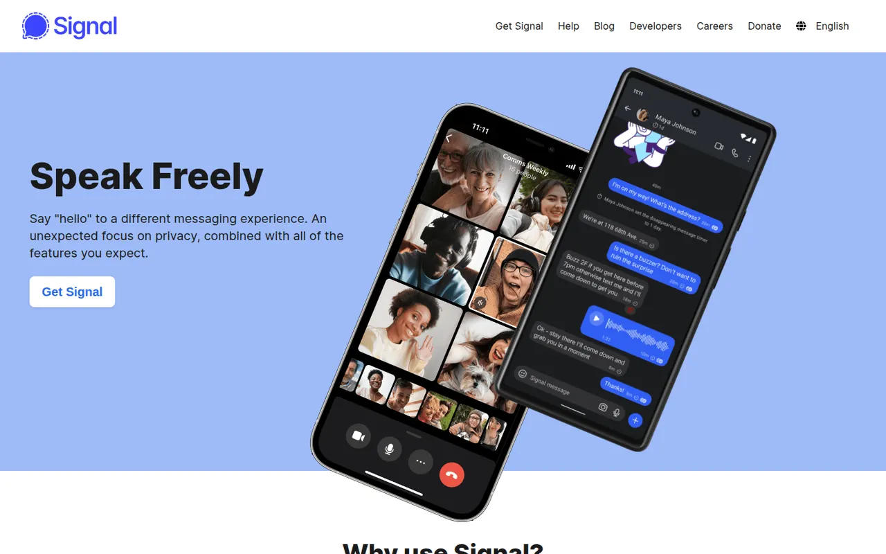 Signal website screenshot