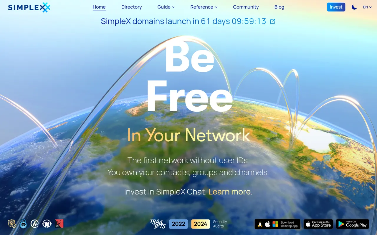 SimpleX Chat website screenshot