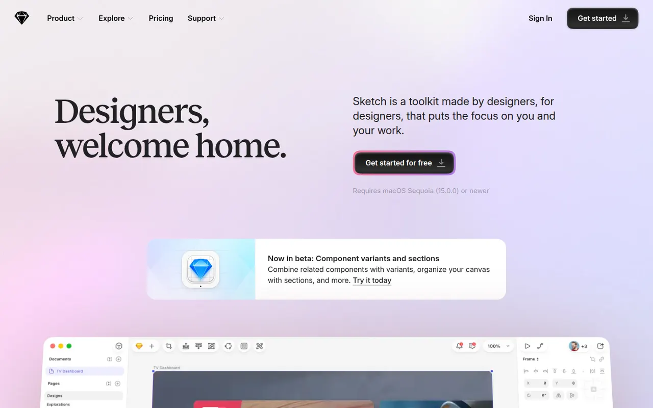 Sketch website screenshot
