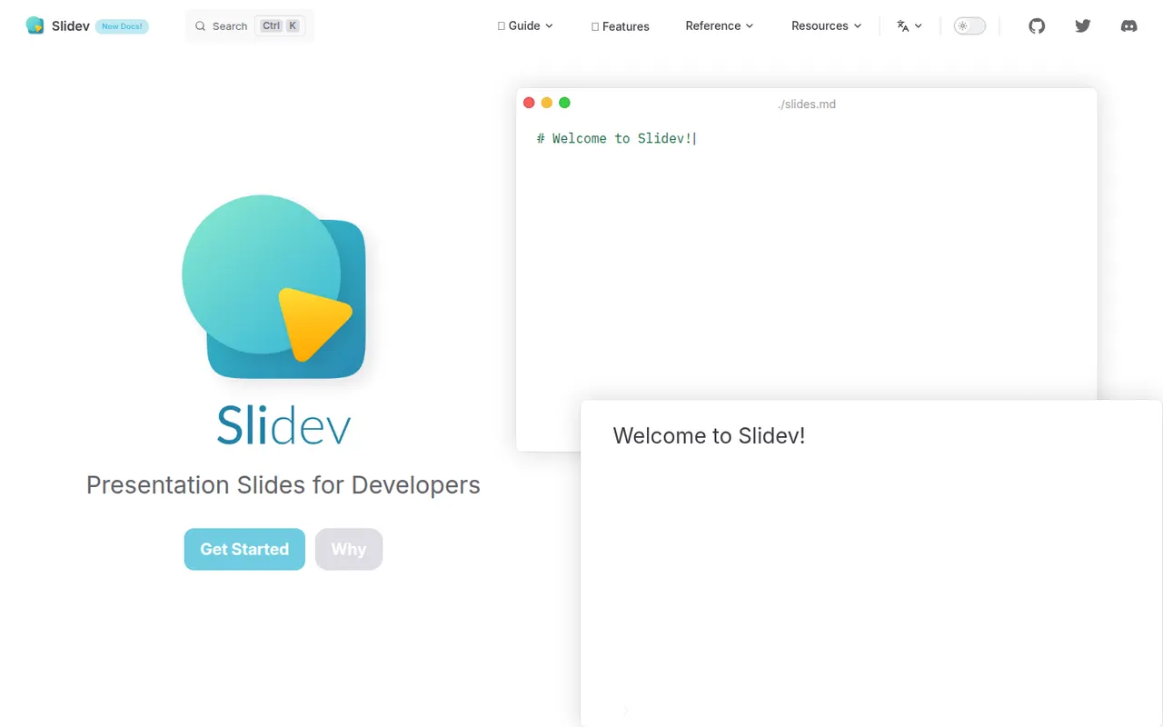 Slidev website screenshot