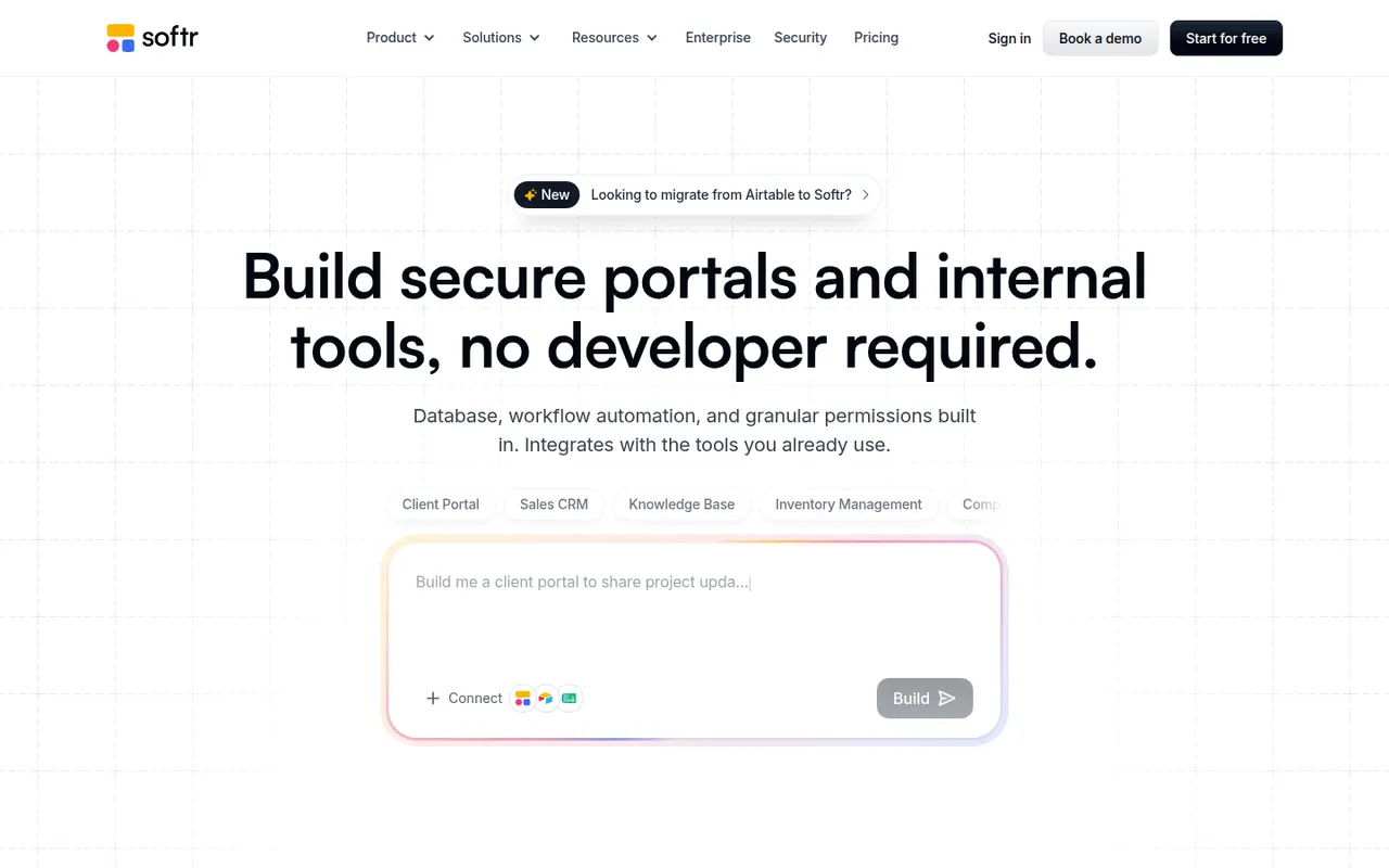Softr website screenshot