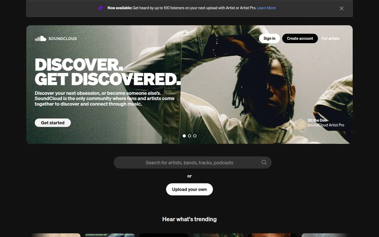 SoundCloud website screenshot