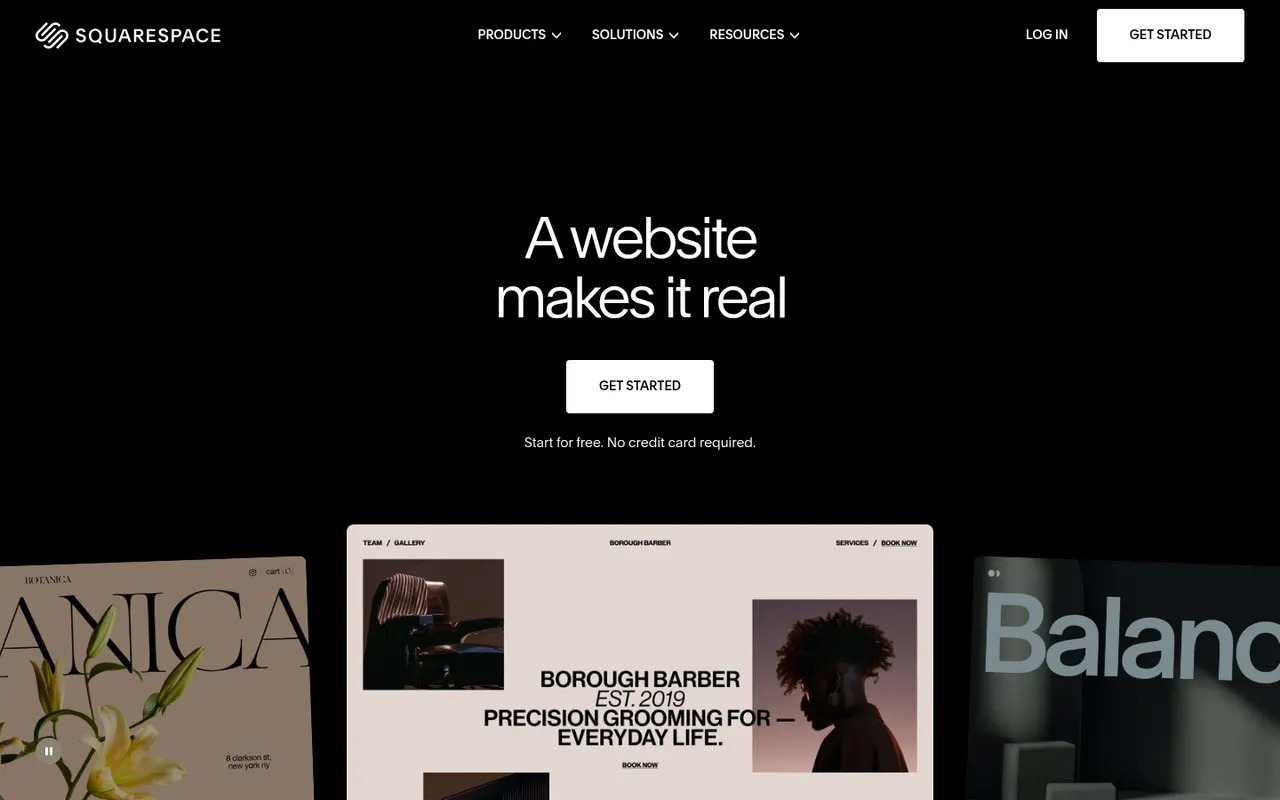 Squarespace website screenshot