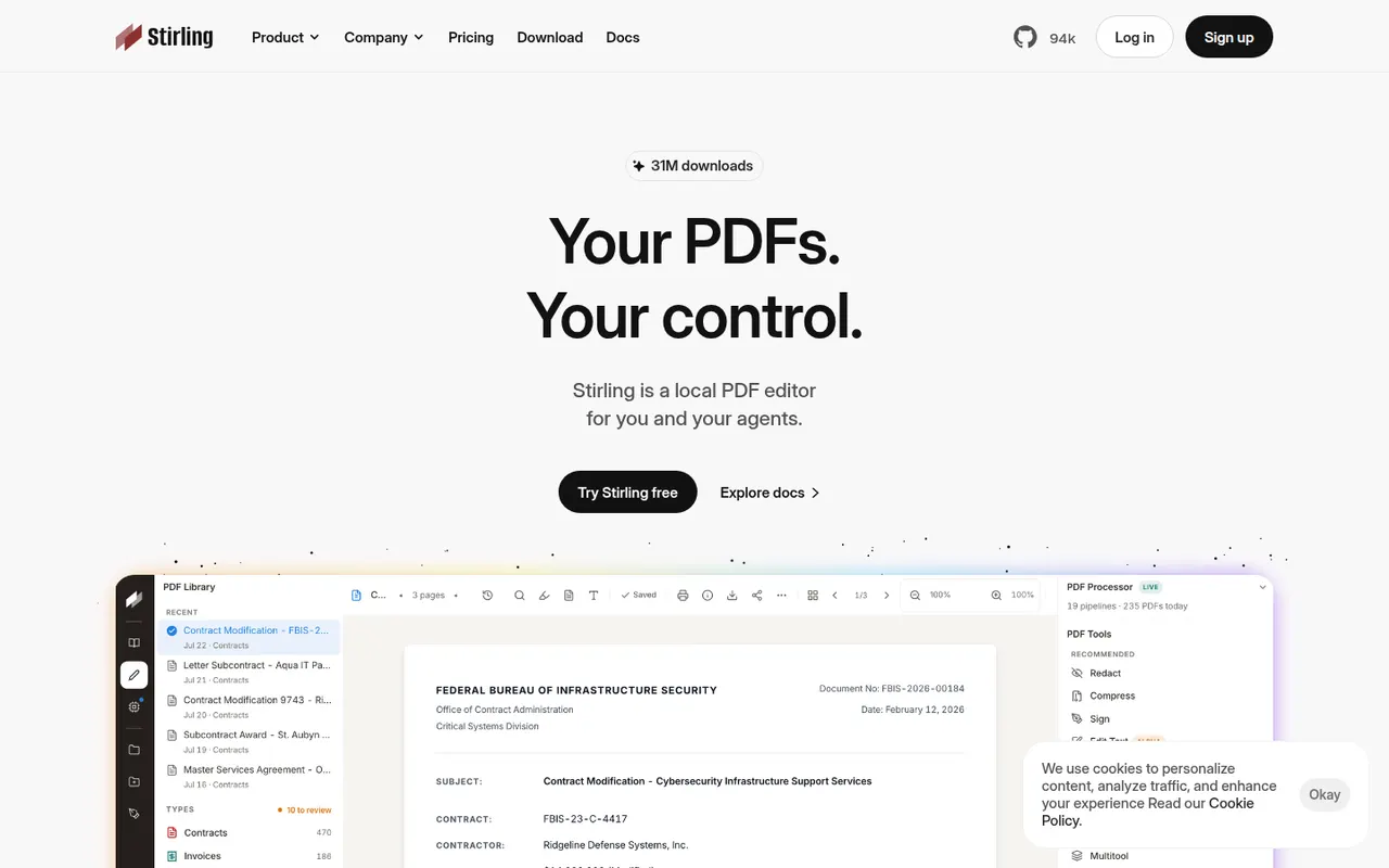Stirling-PDF website screenshot