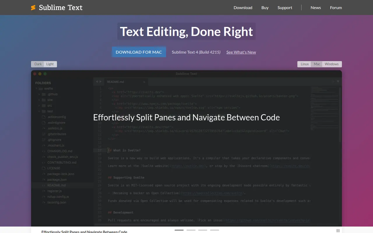 Sublime Text website screenshot