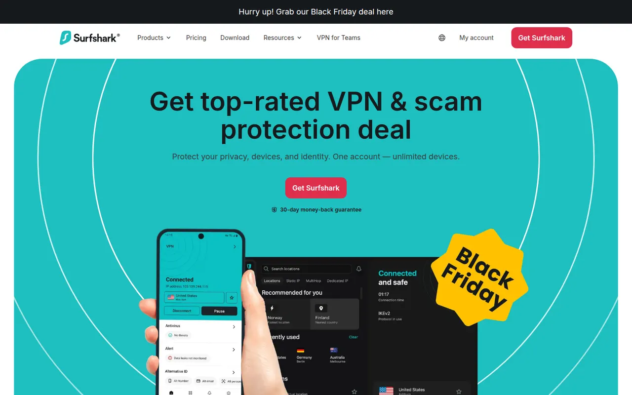 Surfshark website screenshot