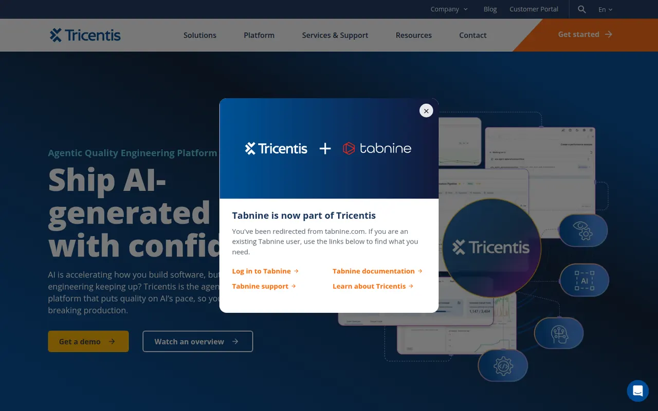 Tabnine website screenshot