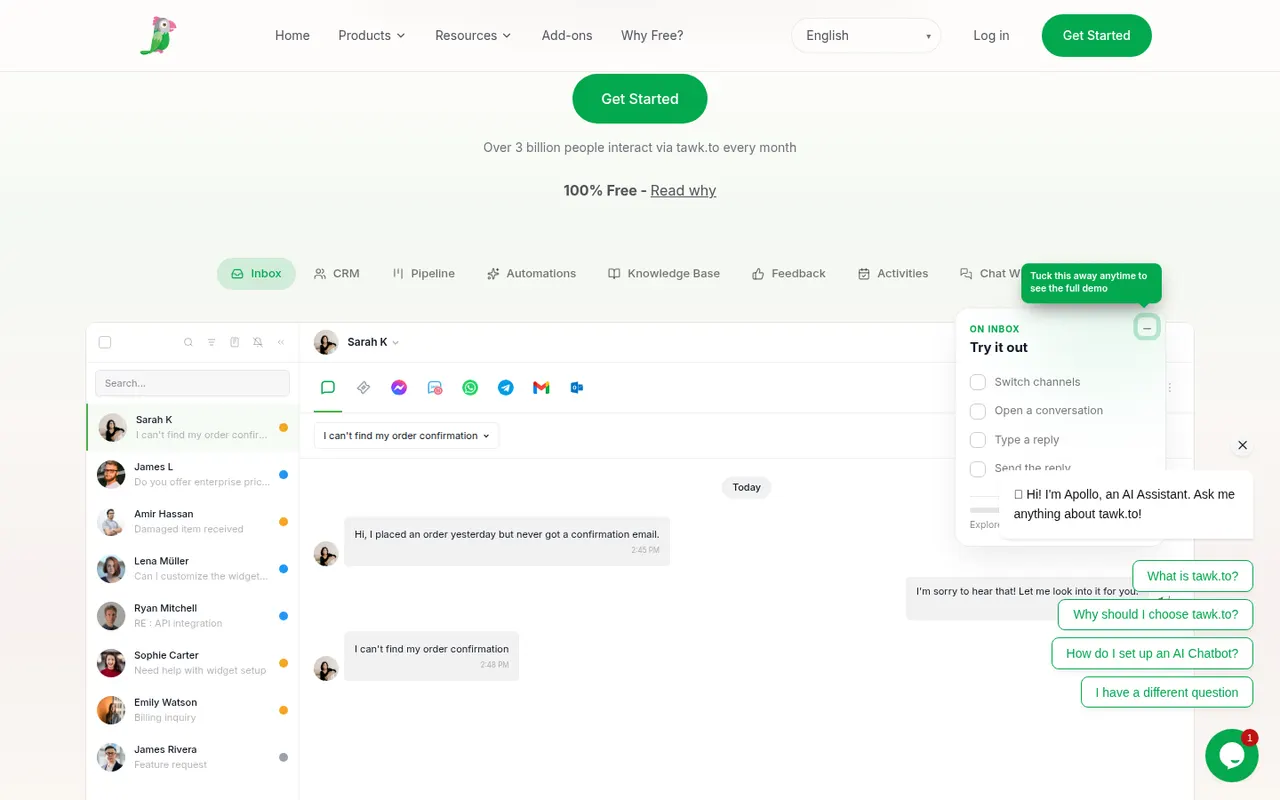 tawk.to website screenshot