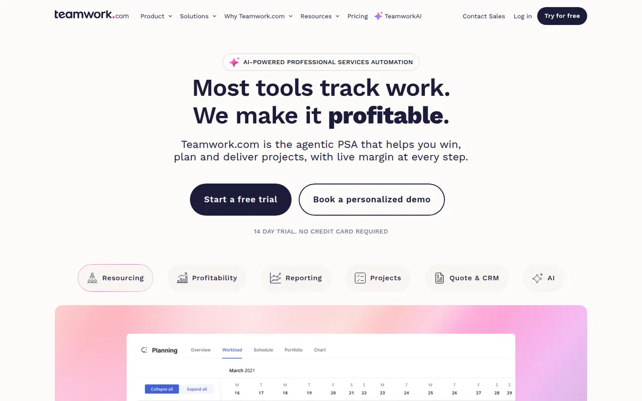 Teamwork.com website screenshot