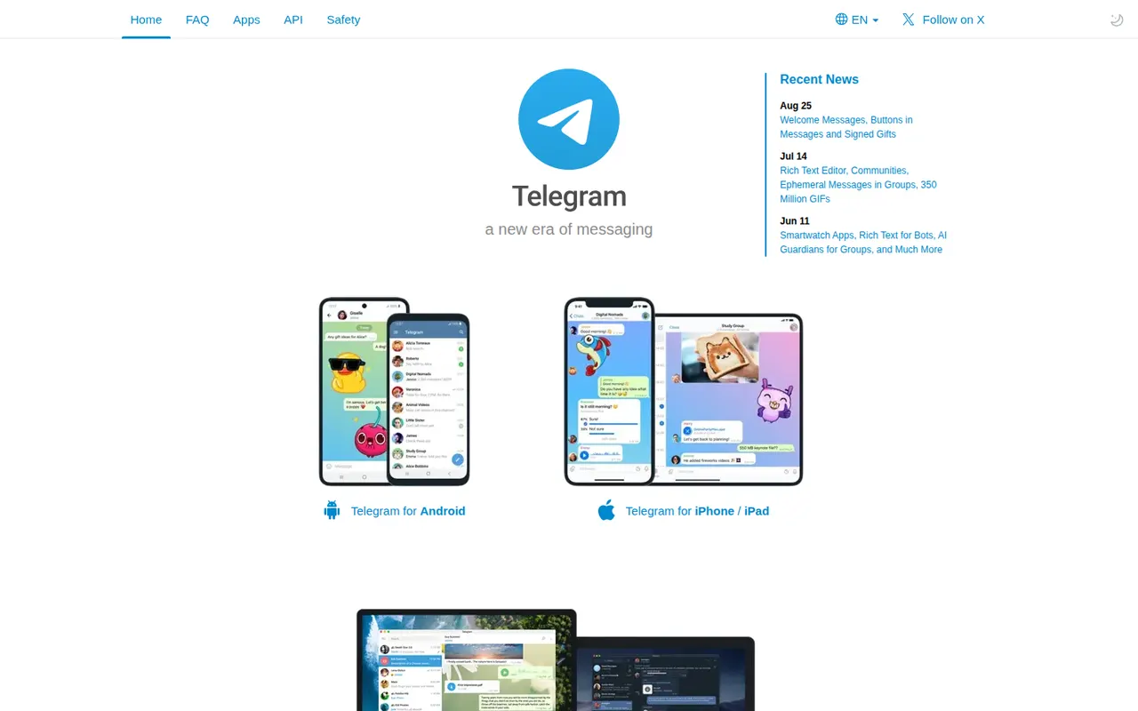 Telegram website screenshot