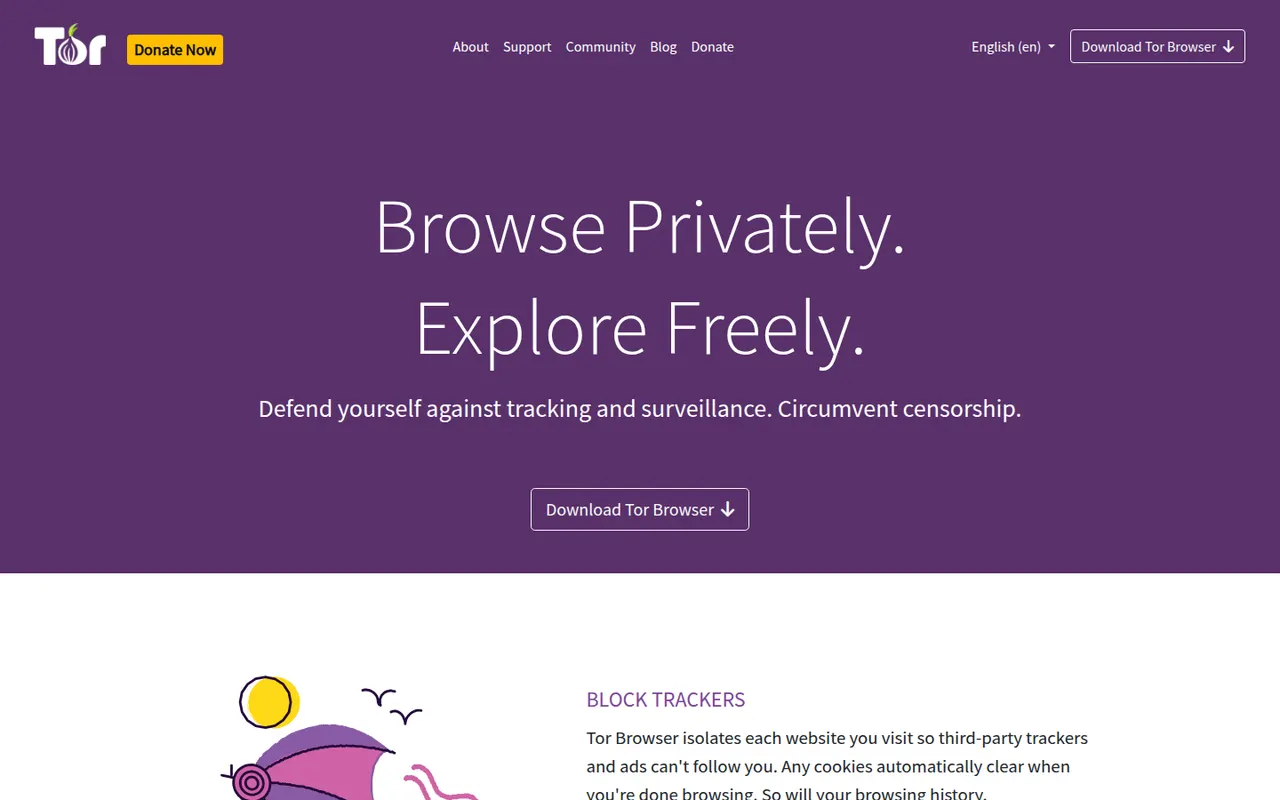 Tor Browser website screenshot