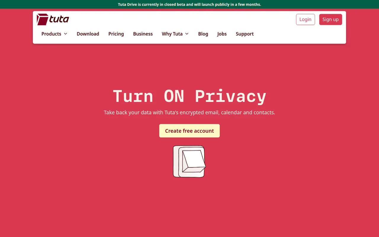 Tuta website screenshot