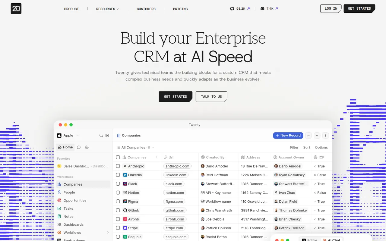 Twenty website screenshot