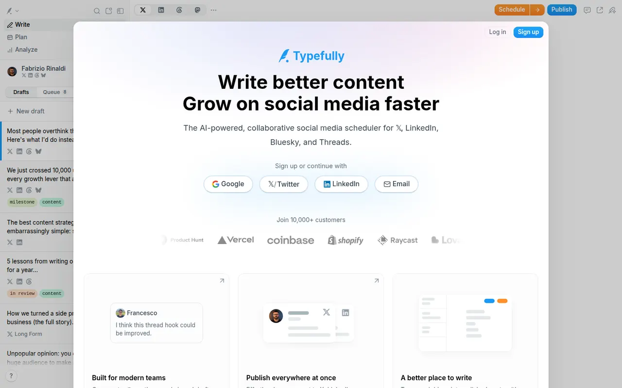 Typefully website screenshot
