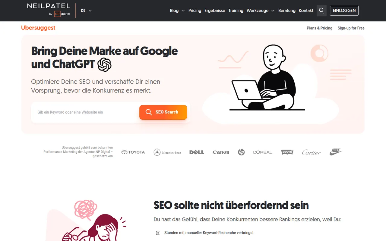 Ubersuggest website screenshot