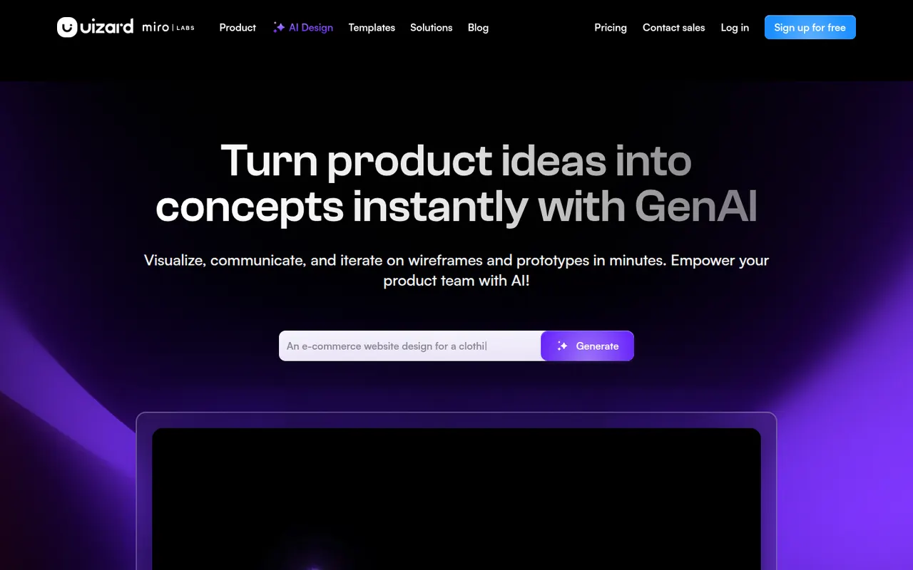 Uizard website screenshot