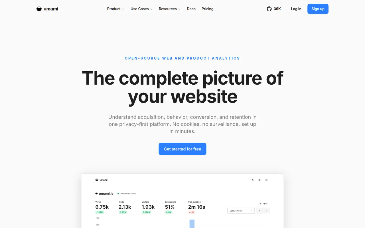 Umami website screenshot