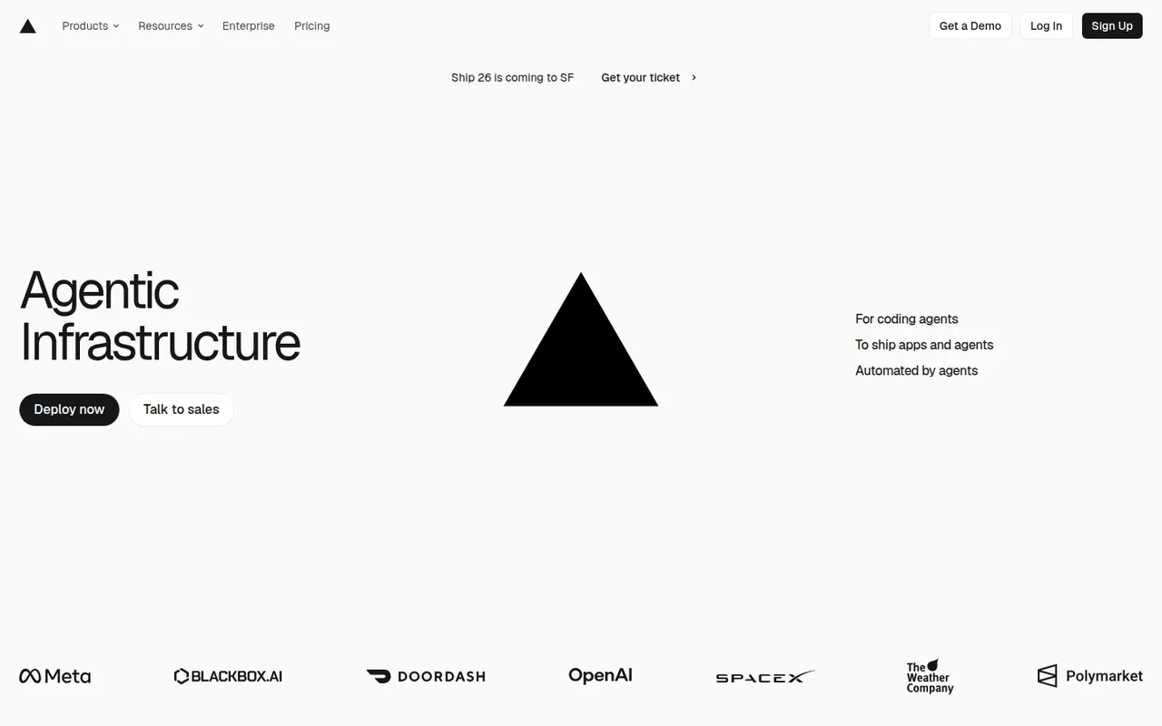 Vercel website screenshot