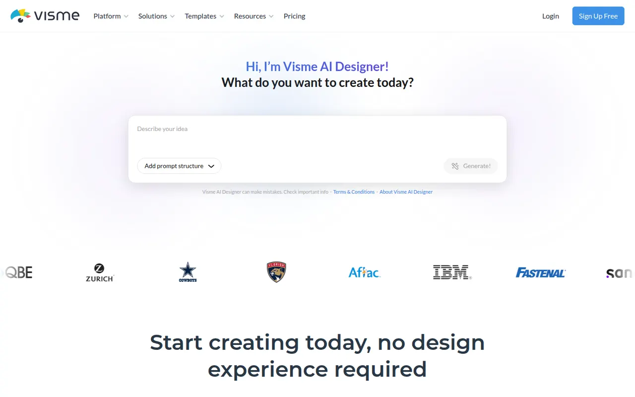 Visme website screenshot