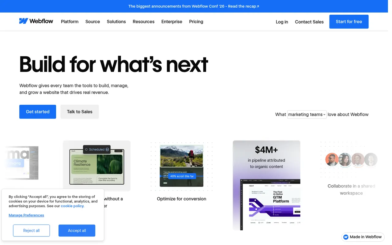 Webflow website screenshot